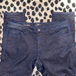 NWT Ann Taylor LOFT blue/goldish animal skinny 14